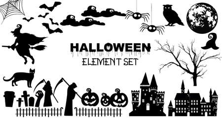 Set of black halloween elementsのイラスト素材