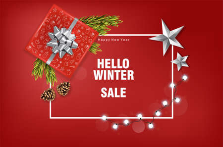 Merry christmas banner with decorations