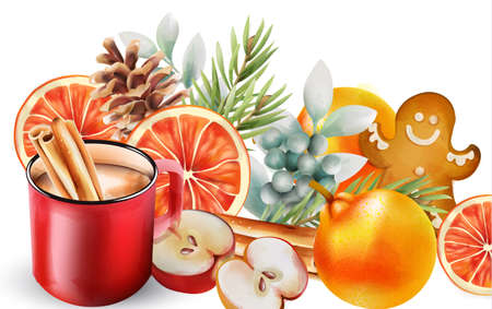 Watercolor set of christmas ornamentsのイラスト素材