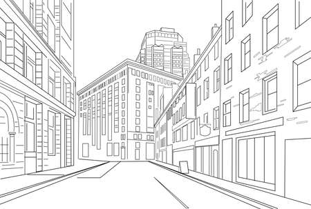 Outline sketch vector of an town cityのイラスト素材