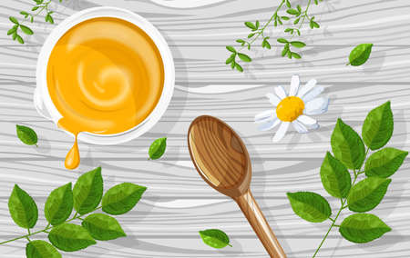 Natural herbal cosmetics yellow colored creamのイラスト素材