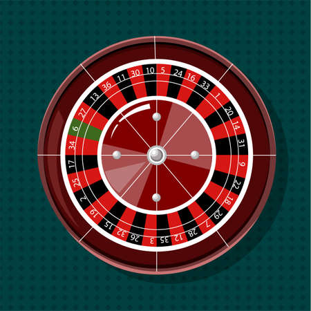 Casino roulette wheel from top view.