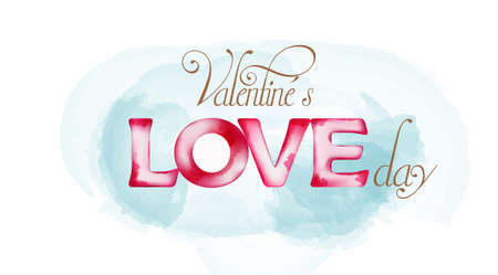 Watercolor style Valentines love day vector with blue backgroundのイラスト素材