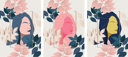Silhouette of a rose skin color girl without eyes. Sensual woman
