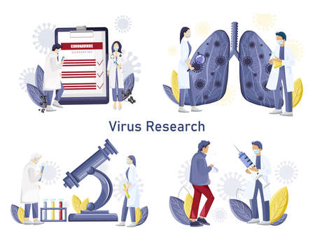 Virus research medical care. Mobile app developing new technology.のイラスト素材