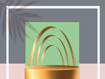 Golden stage mock up Vector realistic. Product placement template backgroundsのイラスト素材