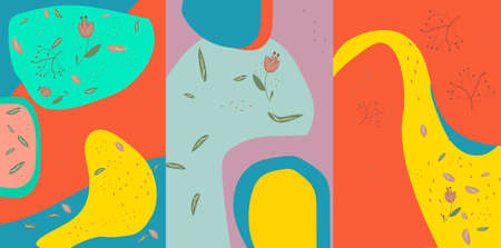Doodle abstract templates. Modern graphic decor retro brochures