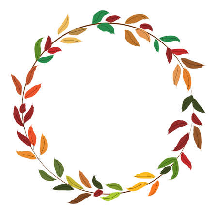 Abstract circle made from colorful autumn season leavesのイラスト素材