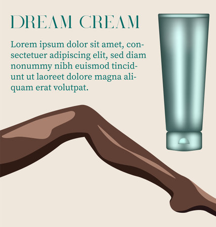 Hydrating cream for delicate skin Woman leg positioned in seductive pose. Vectorのイラスト素材