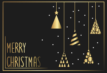 Merry christmas banner with christmas trees in triangle shape and snowflakesのイラスト素材