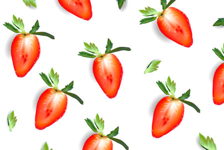 Strawberry sliced juicy posterのイラスト素材