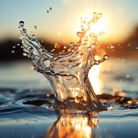 Water splash background, dynamic abstract liquid macro wavesの素材