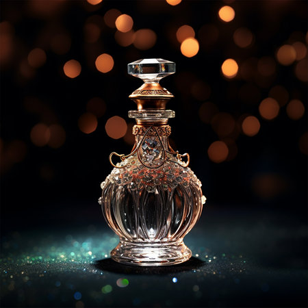 Perfume bottle transperent on dark background generated by AIの素材