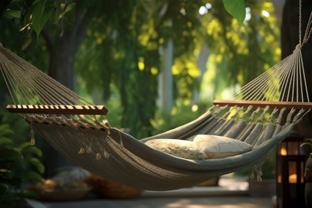 Hammock in the middle of the nature green background tropical resortの素材