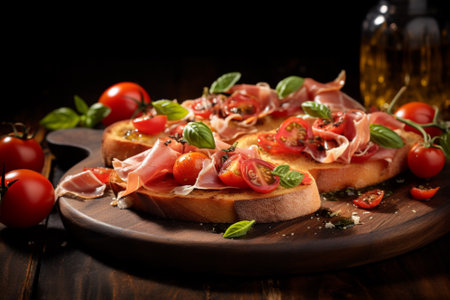 Bruschetta with cherry tomatoes appetizer Italian foodの素材