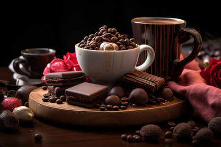 Coffee and chocolates traditional dessert plate deliciousの素材