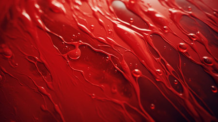 close up of red paint dripping on wall, abstract background for designの素材