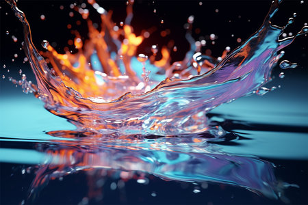 Water splash with neon lights background dark colourの素材