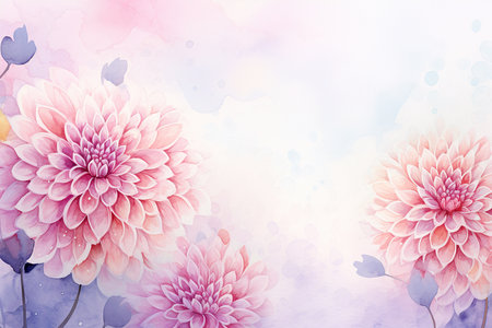 Dahlia flower bouquet watercolor close up detailed background cardの素材