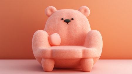 Teddy bear sitting on the sofa. 3d render illustration.の素材