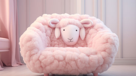 Sheep in the room, 3d rendering. Computer digital drawing.の素材