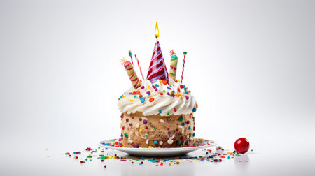Birthday celebration cupcake, isolate on white backgroundの素材