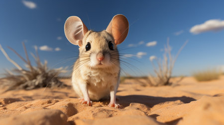A kangaroo rat, well-adapted to the desert environment, foraging for seedsの素材