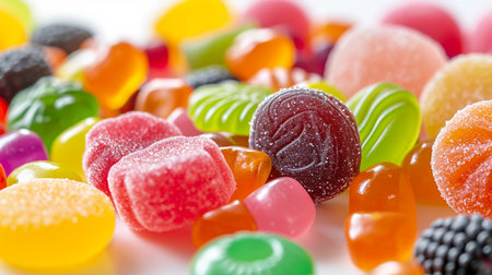Variety of candies on a isolate white backgroundの素材