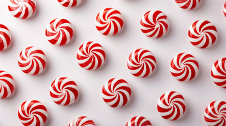 Pattern of peppermint candies on a isolate white backgroundの素材