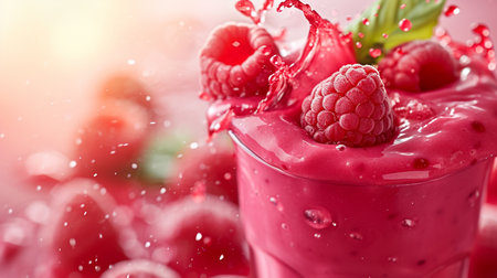 Raspberry smoothie, healthy and vibrant , with splashの素材