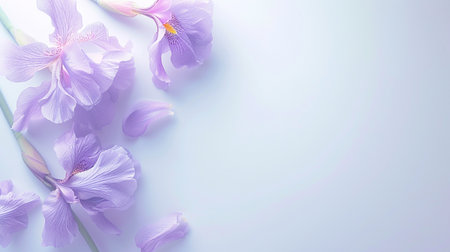 White blank surface, neon iris flowersの素材