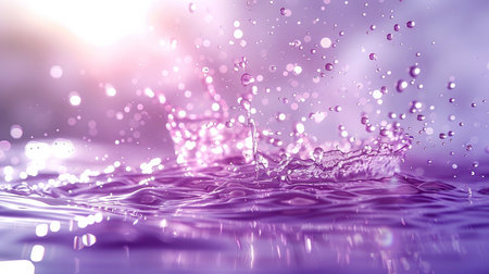 Water splash with drops and bokeh background. 3d renderingの素材