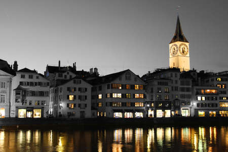 Zurich St Peter Church Part Coloredの写真素材