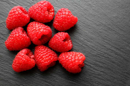 Raspberry on slate backgroundの写真素材