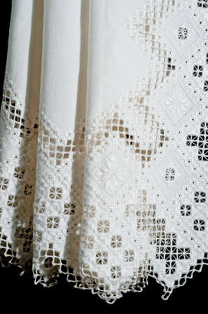 Antique Openwork Lace Christening Blanket from Norway with Geometric Designs