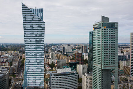 Warsaw view in a day, capital of Polandのeditorial素材
