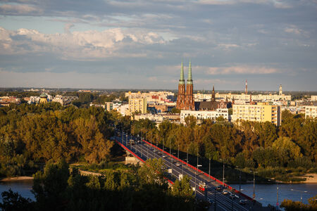 View of Warsaw at autumn time, capital of Polandの写真素材