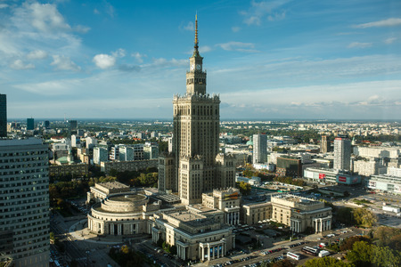 Warsaw Palace of Culture and Science, most visible landmark in Warsaw, capital of Polandのeditorial素材