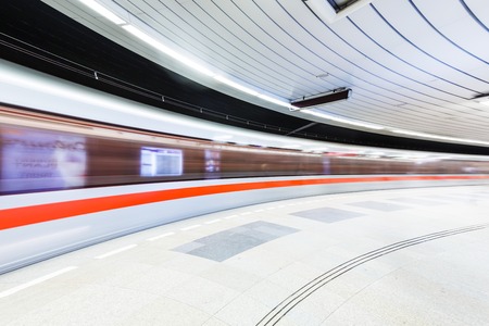 Subway station in the Prague on the long exposureの写真素材