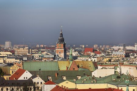 View from a height of pile up, Krakow, Polandのeditorial素材