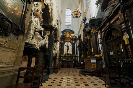 Interior of Cathedral of Wawel, the part of Wawel Castle complex, Krakow, Polandのeditorial素材