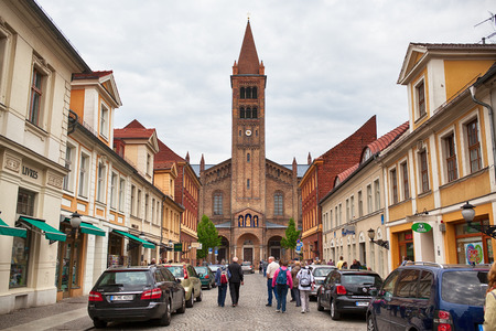 Potsdam, Germany, May 11 2013: Tourists walk near Church of St. Peter and Paulのeditorial素材