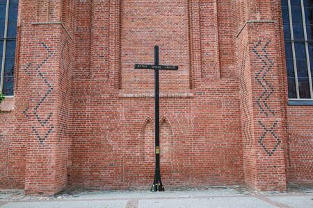 Cross near St. Nicholas Cathedral in Elblag, Polandの写真素材