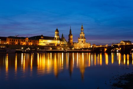 Dresden cityscape on the Elbe river, Germanyの写真素材