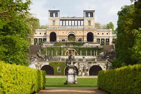 View from the park Sanssouci to the Orangery palace in Potsdamのeditorial素材