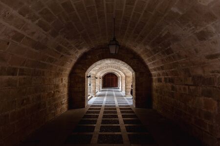 Tunnel under the castle of Almudaina in Palma de Mallorca, Spainのeditorial素材
