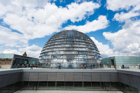 Berlin, Germany, May 12 2013:  People visit the modern dome on the roof of the Reichstag. Itのeditorial素材