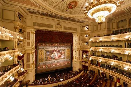 Dresden, Germany, January 04 2015: Balconies of Dresden Opera House indoorのeditorial素材