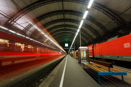 Dresden, Germany, January 06 2015: Trace of leaving the train at the Dresden Central Stationのeditorial素材