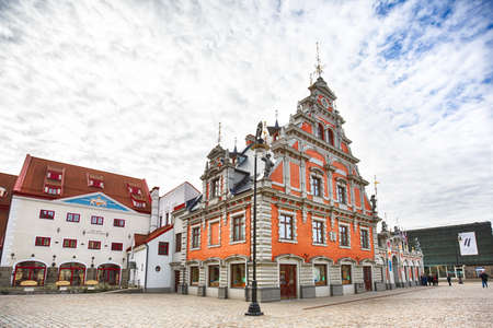 Riga, Latvia, March 09 2014: View of House of Blackheads at Town Hall Squareのeditorial素材